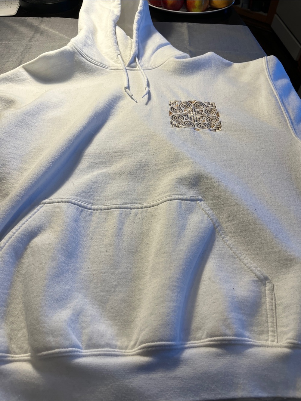 Gildan White Heavy Blend Hoodie with Hood and Drawstrings